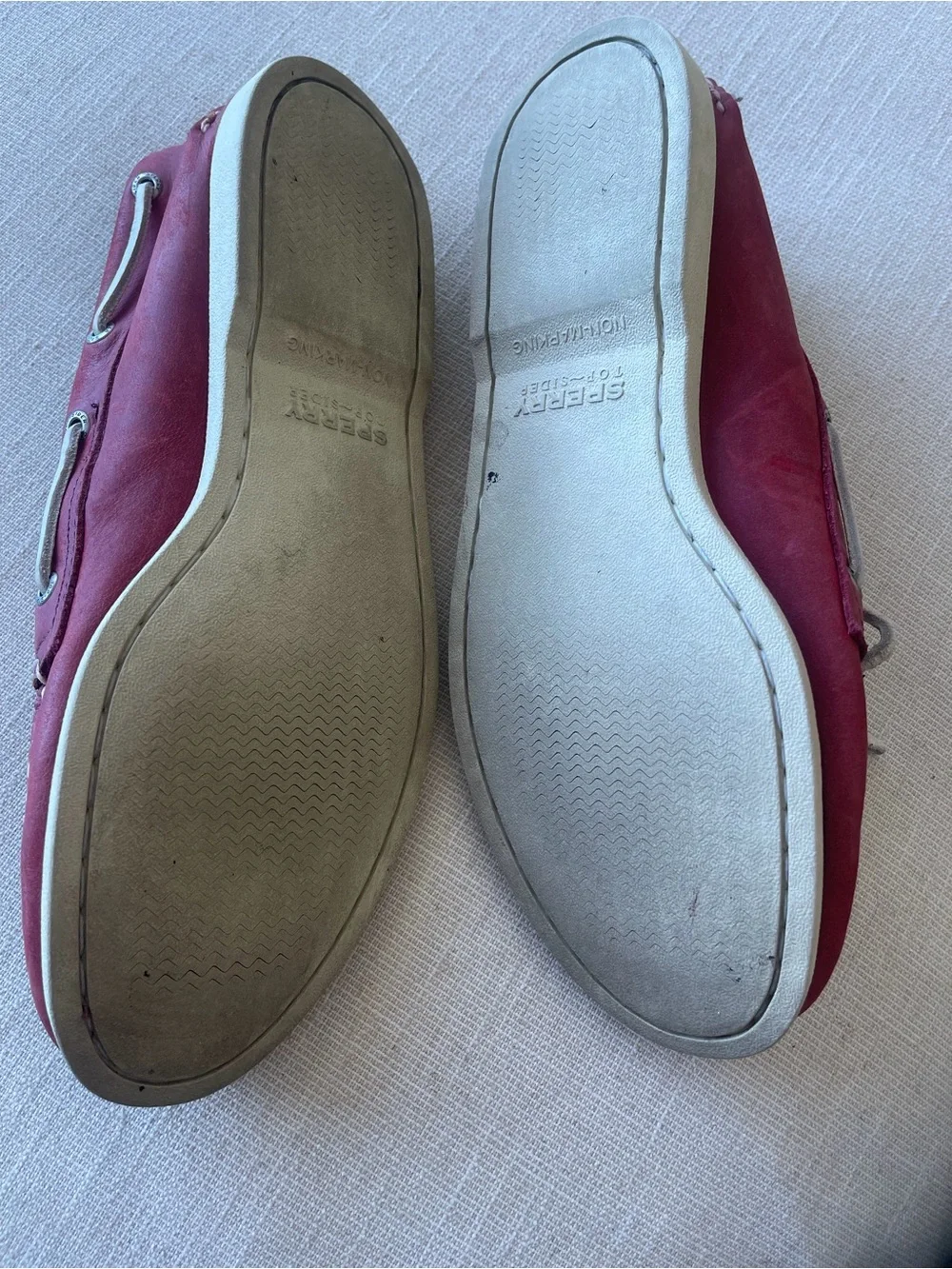 Sperry Men’s Red Leather Boat Shoes with White Laces